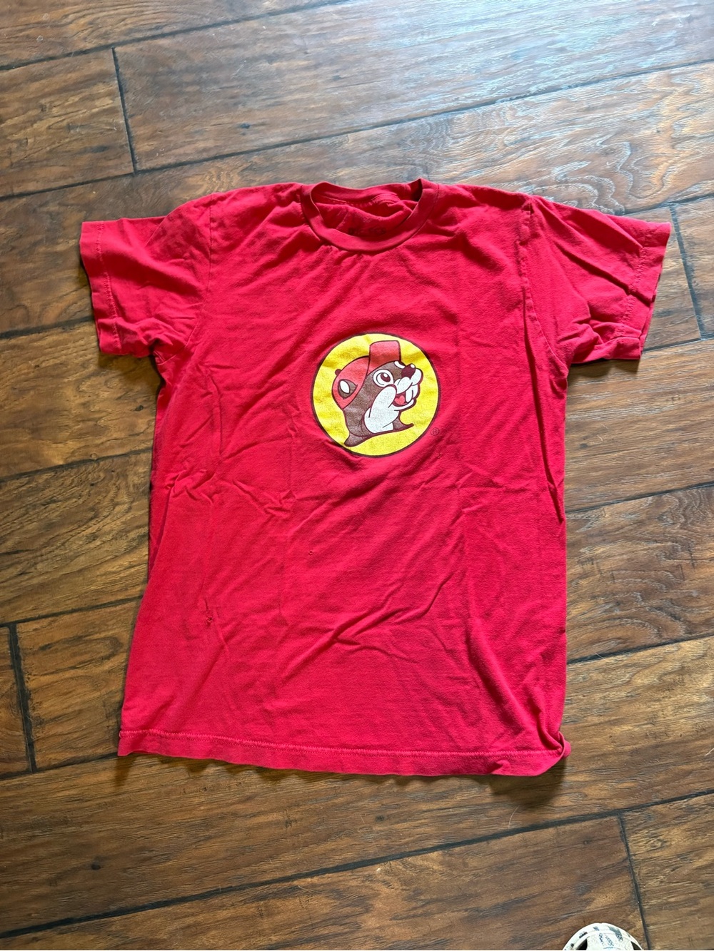 Red Short-Sleeve Graphic Tee with Yellow Mascot Circle